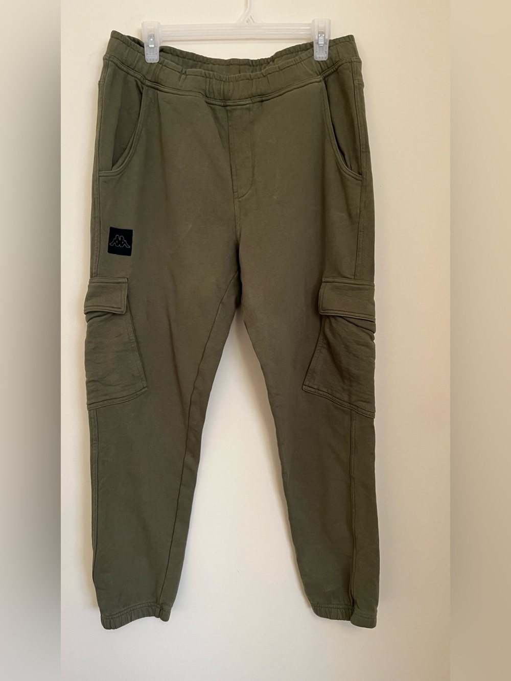 Kappa Men's Olive Green Cargo Joggers with Side Pockets